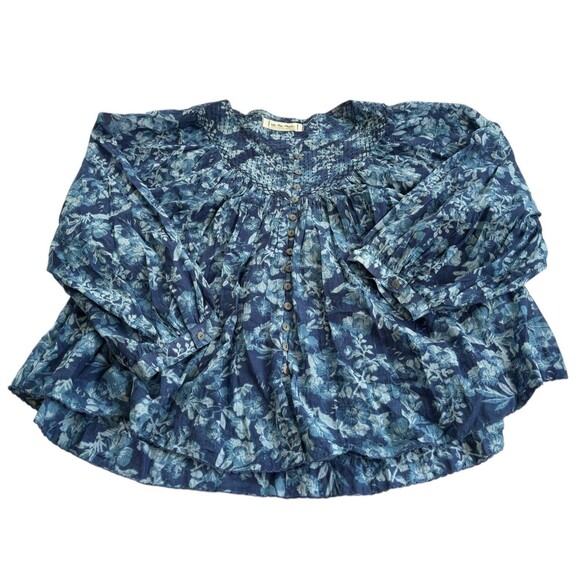 Free People We the Free Women's Cool Meadow Print Peasant Blouse Size M - Picture 4 of 12